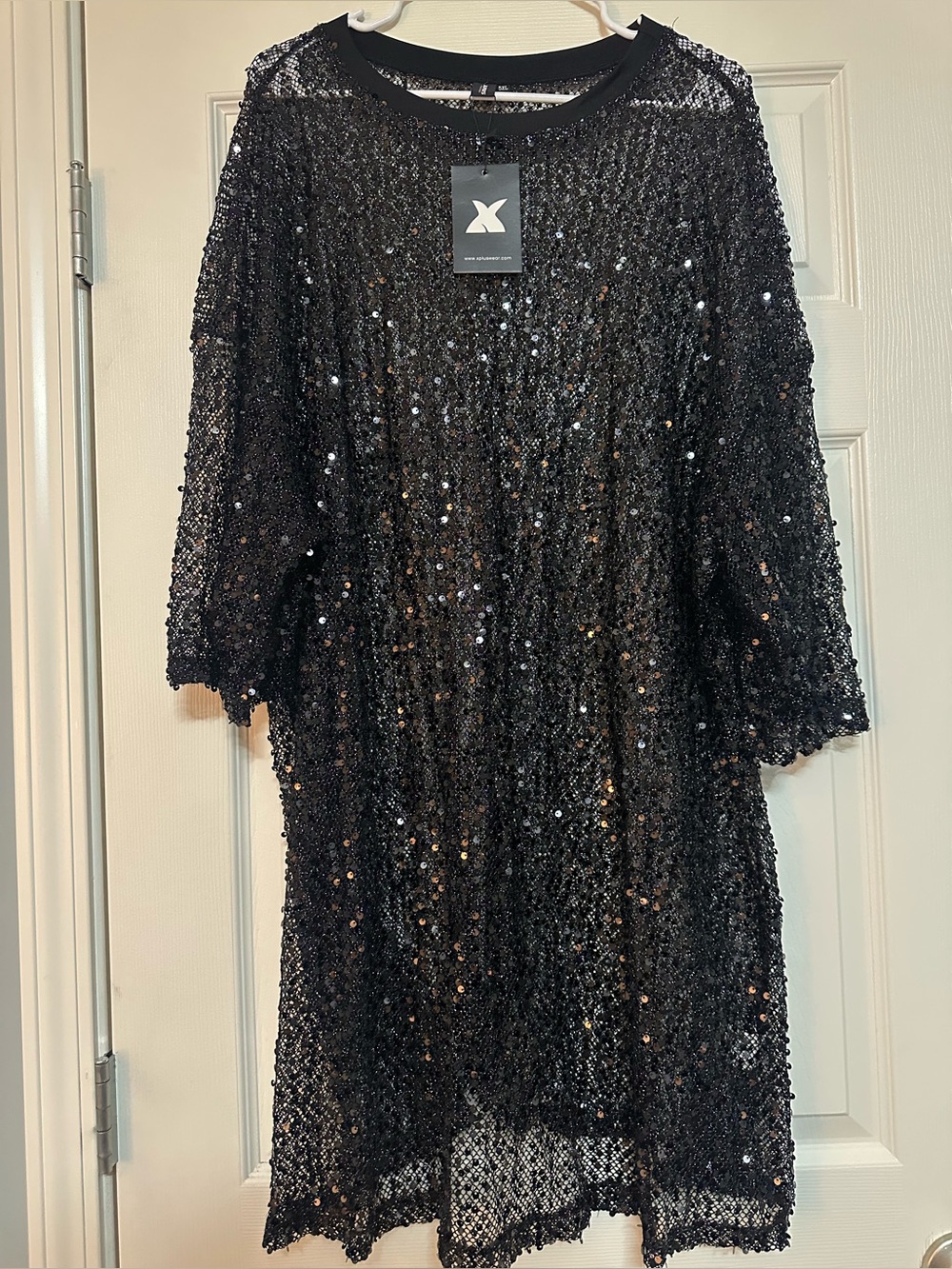 NWT XPLUSWEAR Black Sequin Party Tunic Dress Top 5XL Plus Size